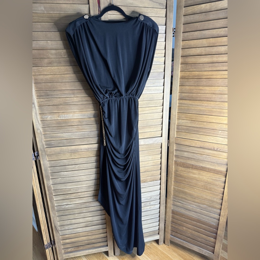 Retrofete Black Draped Maxi Dress